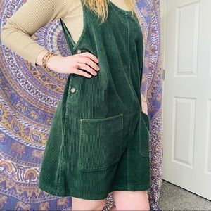 Green corduroy dress.